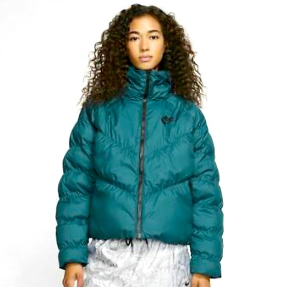 Nike Women's Sportswear Synthetic Fill Puffer Jacket Teal Blue CD4216-347 NWT